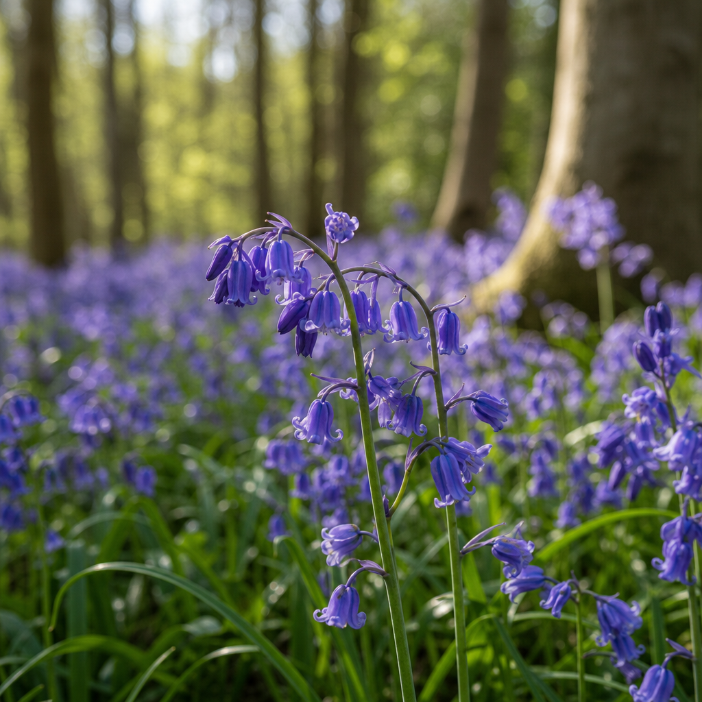 Bluebells in woodland setting