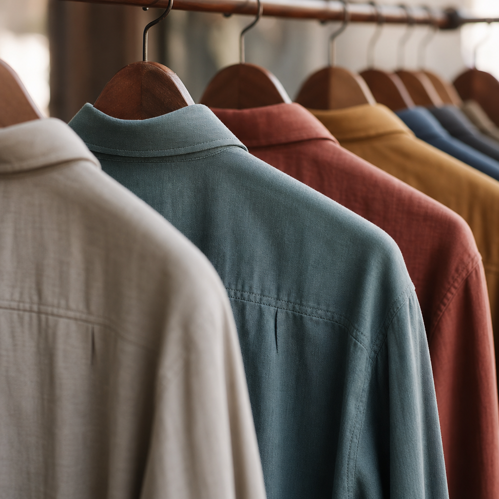 Colorful shirt backs displayed together