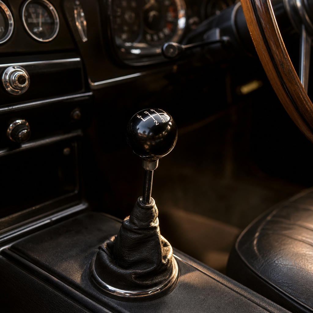 Manual gearstick lever in vehicle interior