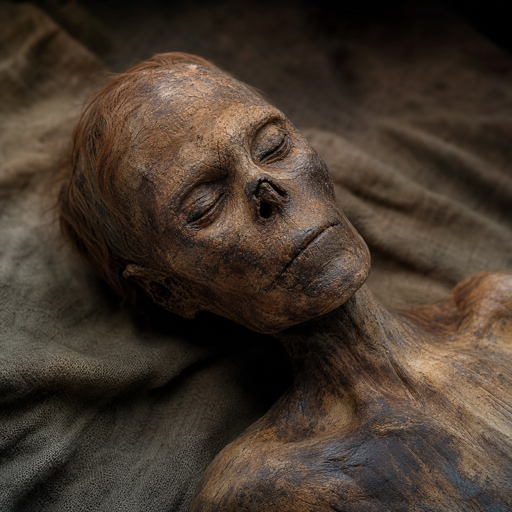 Preserved skin of ancient corpse