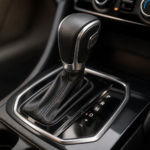 A car's transmission control unit display shows multiple data inputs and decision metrics on a digital screen.
